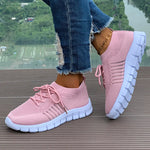 Spring Autumn Solid Breathable Mesh Flat Shoes Women Plus Size Non Slip Sock Sneakers Woman Comfortable Soft Sole Sport Shoes