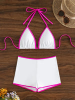 DEKA Woman 2 Piece Tankini Set Halter Bikini briefs Swimsuit Summer Beachwear Push Up Two-Piece Tankini Swimwear shorts Beach