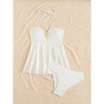 Summer Two Pieces Swimsuits Woman White Swimwear Female Tankini Sets Beach Wear Bandeau Bathing Suit Sports Women Swimming Suit