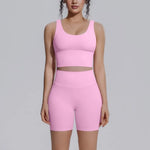 Women's Yoga Set Sports Running Fitness Beautiful Back Vest Hip Lifting Slim-Fit High Waist Shorts Training Gym Workout Suits
