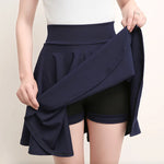 Women Flared Skirts Summer Basic Skirt Fashion Dancer Uniform Versatile Black Safety Pants Skirt Elastic Pleated Skirt Long 45CM