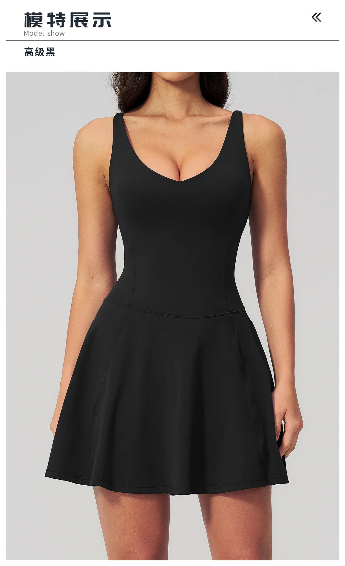Bodycon Tennis Dress with Shorts Pocket Women Speed Dry Sleeveless V Neck One Piece Sport Outfit Short Dress Fitness Yoga Set