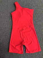 Summer One Shoulder Yoga Short Jumpsuit Women Sexy Cut Out Backless Scrunch Booty One Piece Suit Gym Workout Fitness Clothes