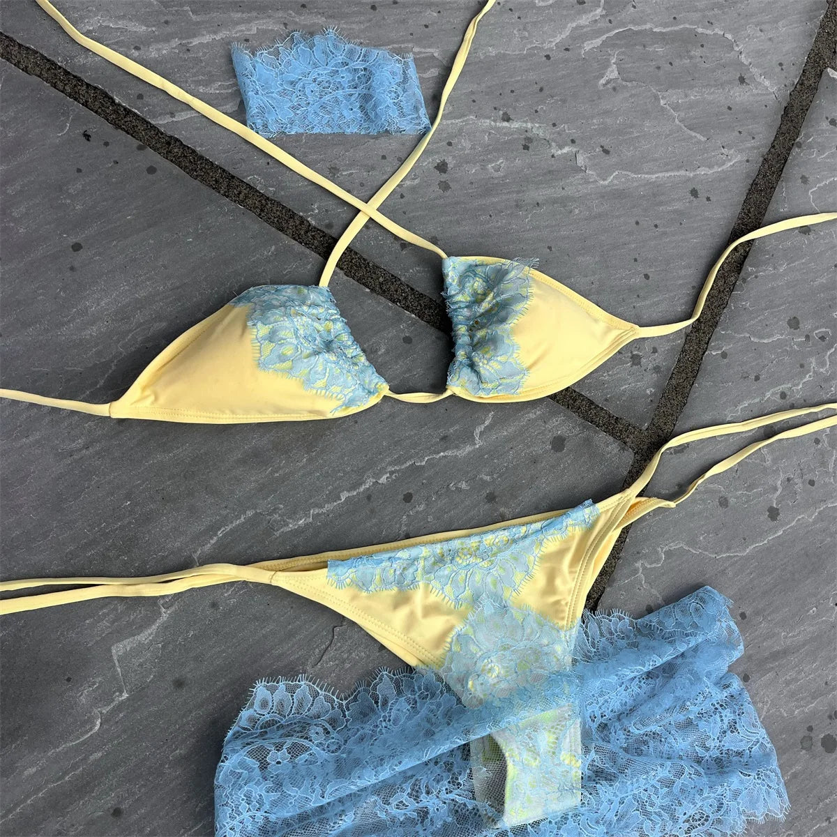 Lace 3Pcs Micro Bikini Set Sexy Women Swimsuit 2026 New Swimwear Female Push Up Swim Suit Bandeau Biquini Beachwear Bathingsuit