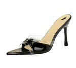 BIGTREE Shoes Women PVC Transparent Shoes for Women Sexy Pointed Open Toe Shallow Slider Slippers Ladies Sandal High Heels Mules