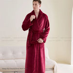 Couple Plus Size Winter Bathrobe Thick Coral Fleece Long Robe Soft Flannel Kimono Gown Loose Home Sleepwear Loungewear