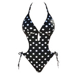 S - XL Polka Dots Halter High Leg Cut One Piece Swimsuit Women Swimwear Female Backless Monokini Bather Bathing Suit Swim V7539