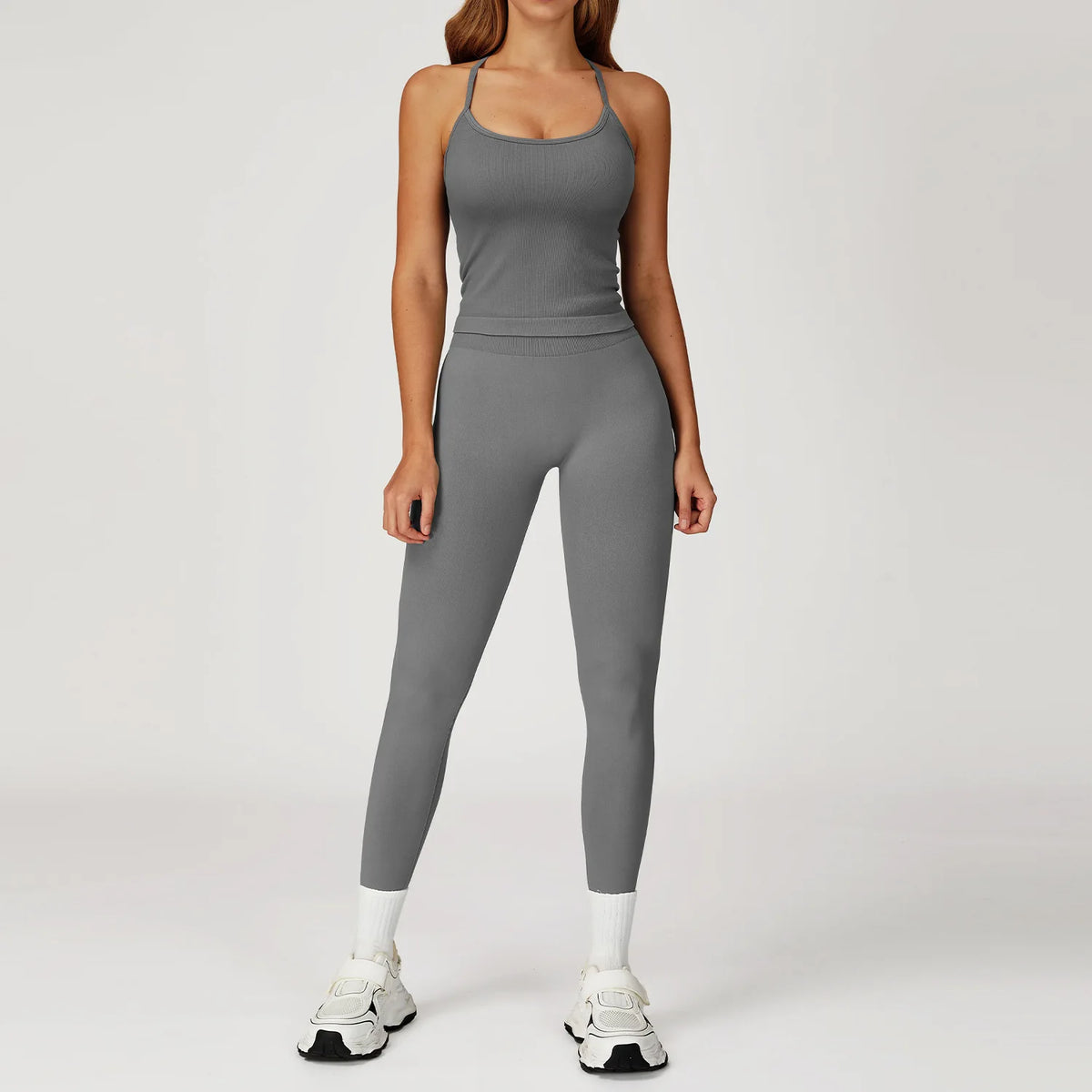 Women's Seamless Yoga Set Quick Drying Slim Fit High-end Feeling Exposed Feeling Set Outdoor Sports and Running Fitness Set