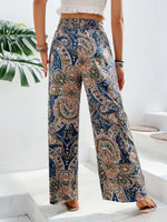 Women's 2026 Summer Versatile Printed Elastic Waist Wide Leg Pants