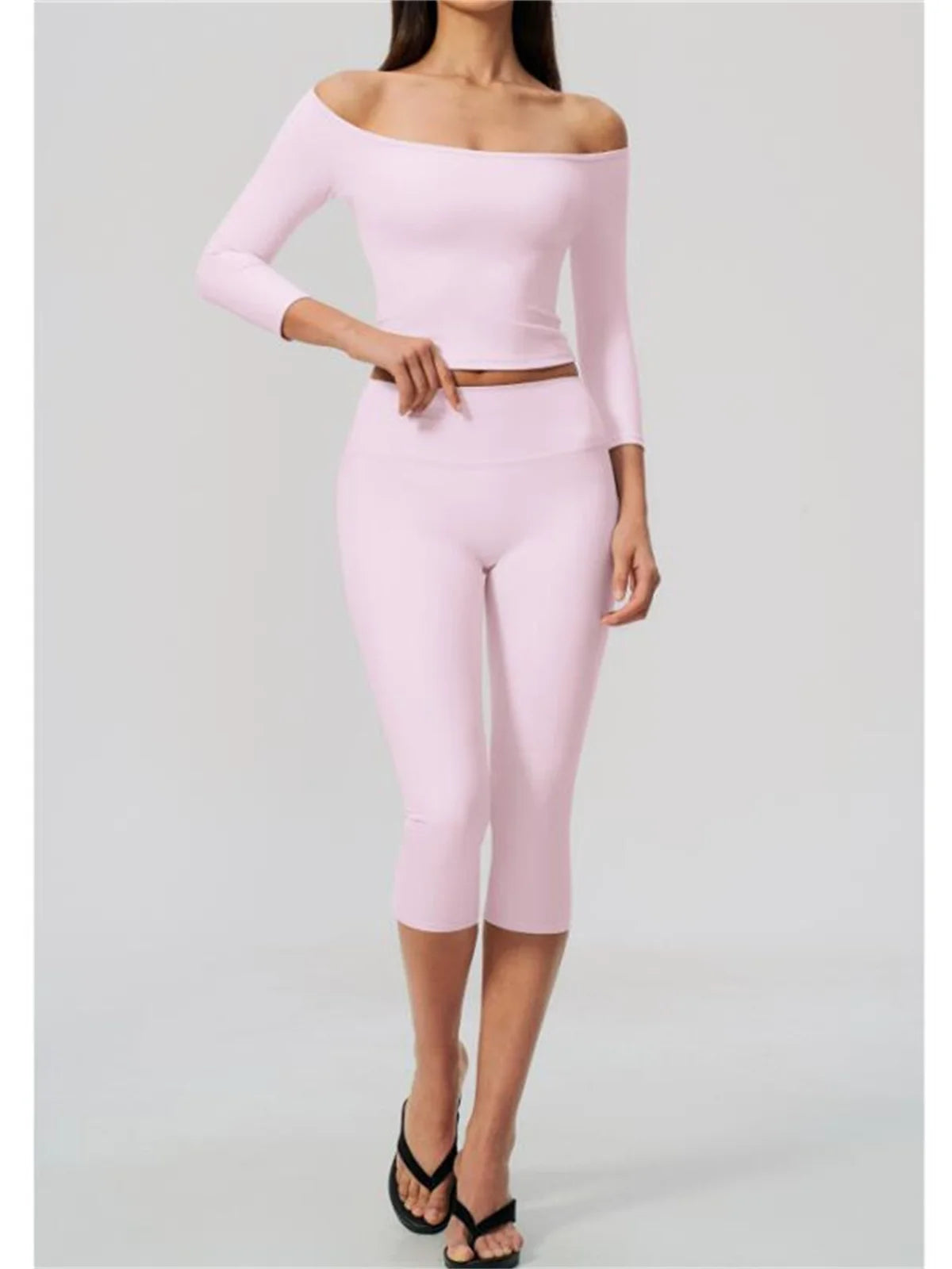 Fashion Mid Sleeve T-shirt Yoga Suits Tight Fitting Slim Sports Tops High Waist Peach Hip Mid Pants Gym Running Fitness Outfits