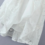 Puff Sleeve Cotton White Lace Dress Women Summer 2025 Square Collar Vintage Beach Short Dress Petite Flower EmbrioderyDress