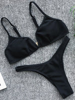 Ribbed V Shape Thong Bikini Women Swimwear Swimsuit Female Two-pieces Bikini set High Cut Bather Bathing Suit Swim Beachwear
