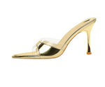 BIGTREE Shoes Women PVC Transparent Shoes for Women Sexy Pointed Open Toe Shallow Slider Slippers Ladies Sandal High Heels Mules