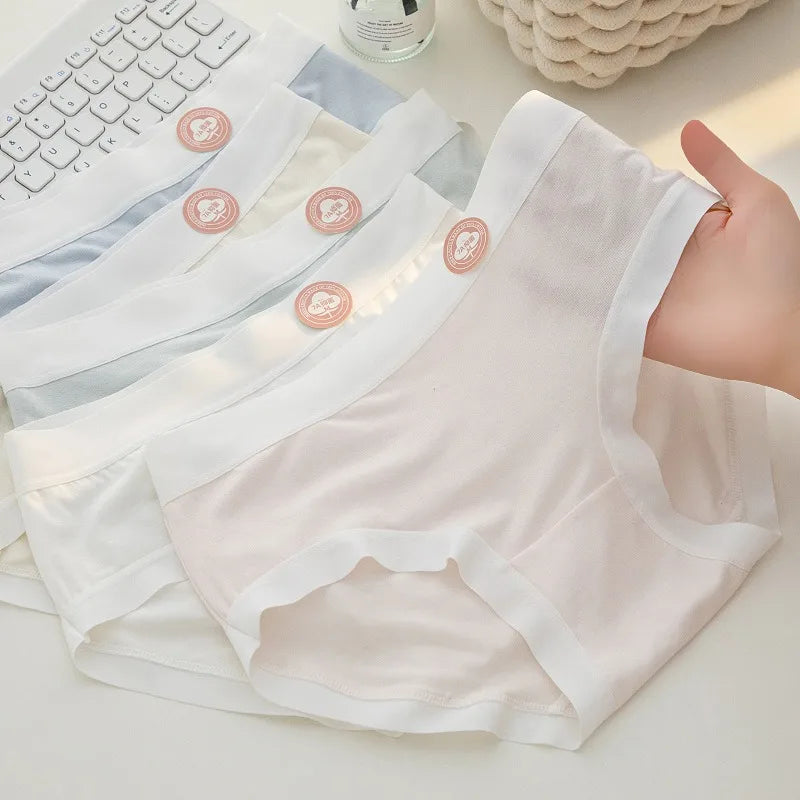 1 Pack 7A Antibacterial Mid-Rise Fit Panties Sexy Lingerie Breathable All-Day Comfortable Briefs Solid Color M-XL Intimates