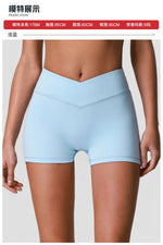 Outdoor Running Yoga Shorts Women Summer Crossed V Waist Hip Lifting Fitness Tight Sports Pants Quick Drying Gym Fitness Shorts