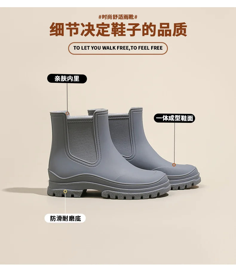 Rain Boots Women Garden Galoshes Waterproof Rubber Chelsea Boot Female Non-slip Rainshoes Fishing Water Shoes Botas Lluvia Mujer