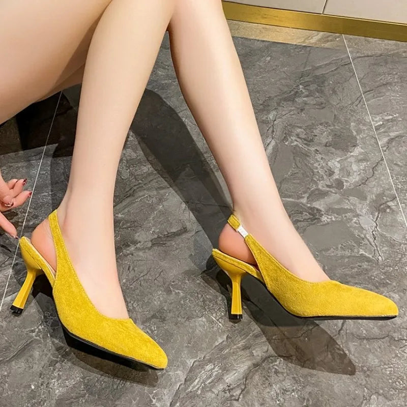 2026 Summer Sandals Women Fashion Pointy Shallow MouthBack Air Anti-slip Wear Heels