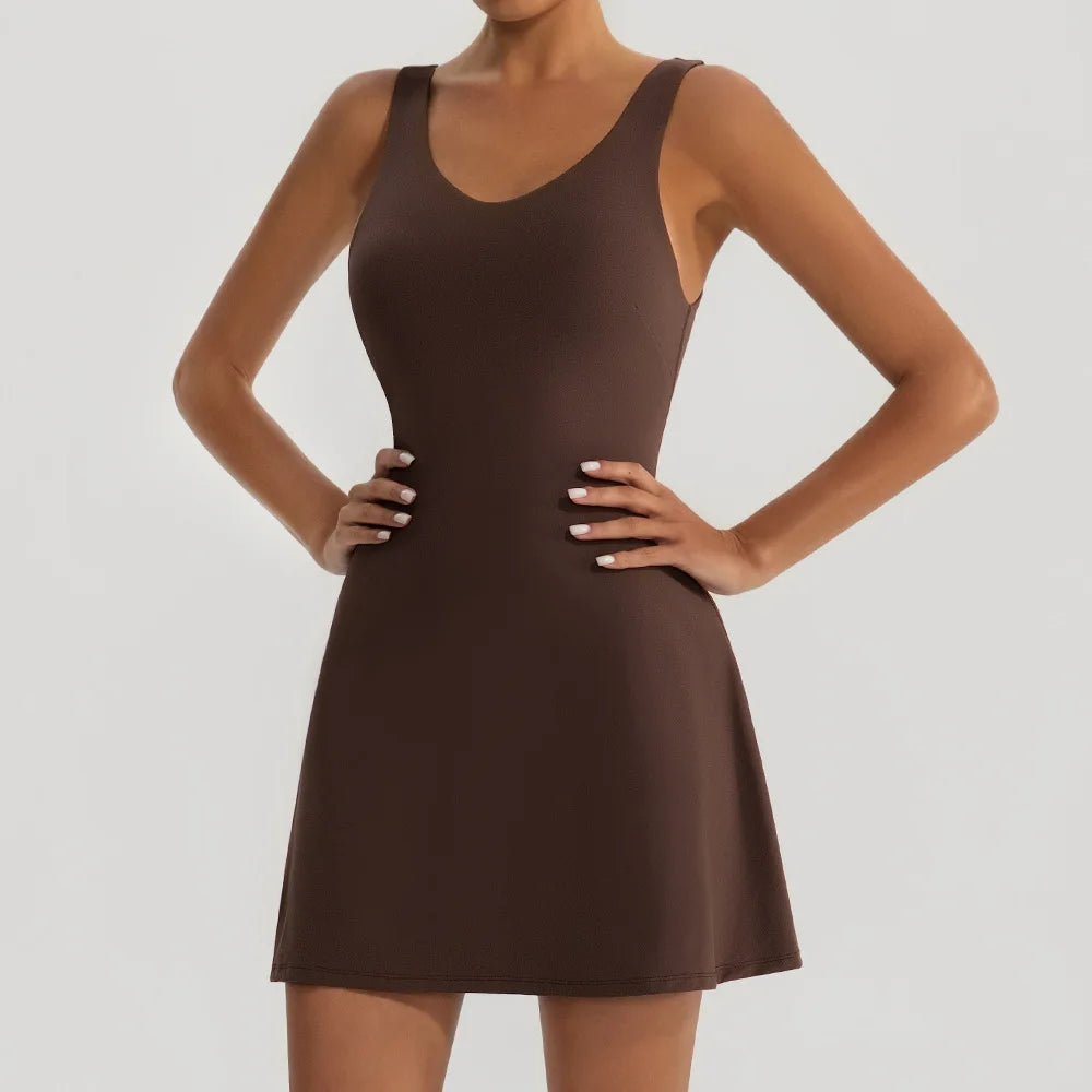 Tennis Fitness Dresses Women Fake Two Piece Sports Dress Outdoor Casual High ElasticityRunning Yoga Golf Mini Skirts