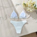 Sexy Wrinkled Halter Brazilian Bikini Women Swimwear Female Swimsuit Two-pieces Bikini Set High Cut Bathing Suit Swim Beach Wear