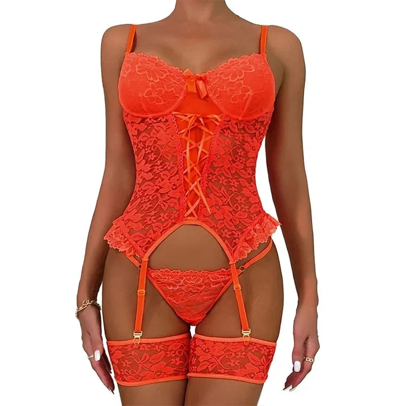 Floral Transparent Lace Bra Panty Set Women See Through Lingerie Set Ladies Fancy Sensual Underwear Erotic