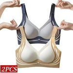 2Pcs/Set Non-wire Push-Up Bras Women's Anti-sagging Lift-up Bra Side Support Adjustable Straps No Show Plus Size Underwear M-4XL