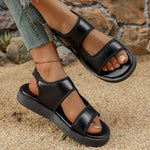 New Fashion Breathable Mesh Round Head Sandals for Women Casual Flat Bottom Roman Style Black Beach Sandalias Femmes
