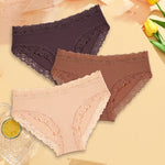 3PCS Sexy Lace Cotton Pants Women Low Waist Panties Underwear S-XL Solid Color Ladies Briefs Lingere Underware Comfortable Women