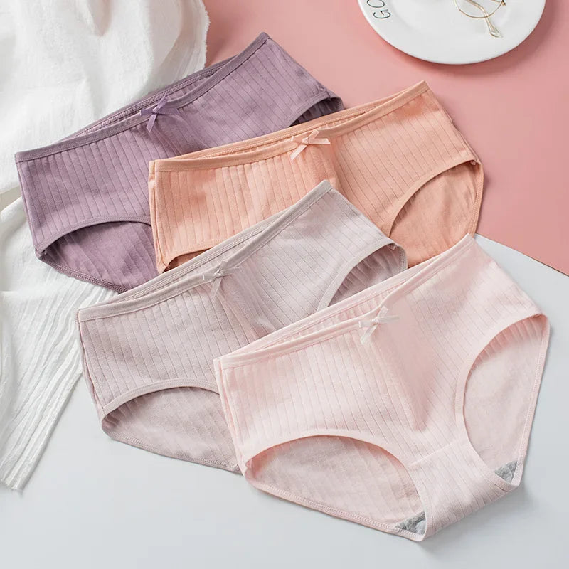 5Pcs/Set Cotton Briefs Women Panties Sexy Lingerie Women's Underpants Low Waist Panty Comfy Breathable Seamless Underwear