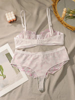 Lace embroidery underwear set Sexy floral print set seaside vacation style bra set party underwear women Lingerie MR2862