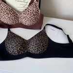 Fashion Leopard Bra Seamless Push Up Design Wireless Lightweight Comfort for Women Small Chest Enhancement Underwear