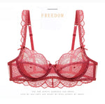 Logirlve Ultrathin Bra Transparent Brassiere Sexy Underwear Plus Size Cup Embroidery Women Lingerie Lace Bras Hollow out