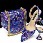 Doershow New Arrival African Wedding Shoes and Bag Set gold Color Italian Shoes with Matching Bags Nigerian lady party1-12
