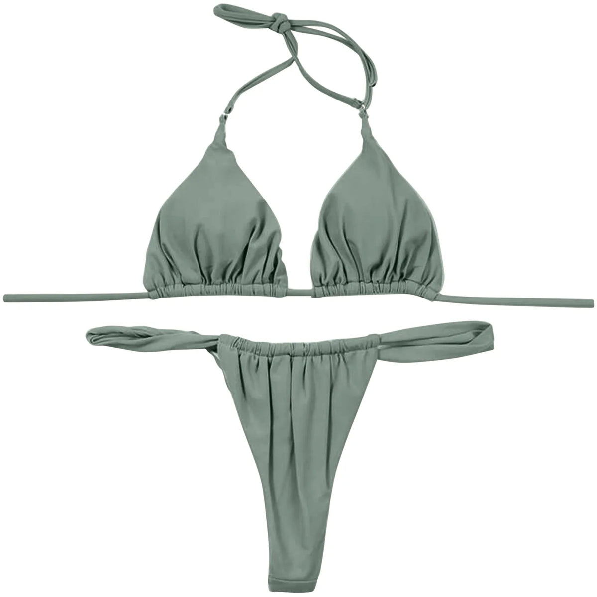 Sexy Bikini Set Two Piece Swimsuit Bikini Set Push Up Bra Solid Thong Women Swimwear Beachwear Bathing Suit Traje De BañO 2024