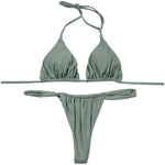 Sexy Bikini Set Two Piece Swimsuit Bikini Set Push Up Bra Solid Thong Women Swimwear Beachwear Bathing Suit Traje De BañO 2024
