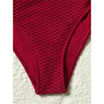 S - XL Deep V Neck Knit Fish Net Mesh Women Swimwear One Piece Swimsuit Female Monokini Backless Bather Bathing Suit Swim V7832