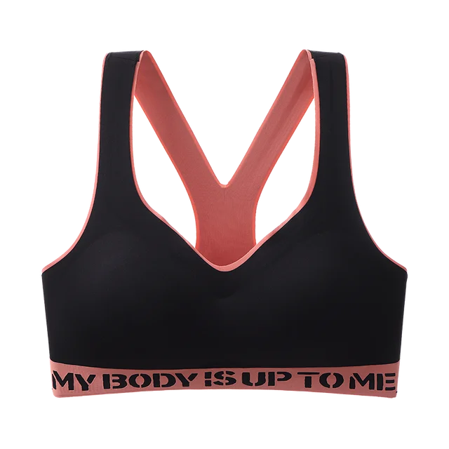 Plus Size Movement Bra Letters Stitching Color Women Underwear Wireless Brassiere One piece three-dimensional cup Bralette
