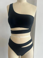 Woman 2026 Bikini One Shoulder Top Olive Green Bikinis High Waist Brief Side Cut Out Swimwear Solid Cropped Top Two Piece
