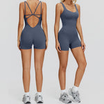 Women's Short Tracksuit Yoga Set One-Piece Jumpsuit Workout Fitness Suit Sportswear Gym Workout Clothes Fitness Stretch Bodysuit