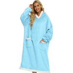 New 120/150cm Winter Thick Blanket Extra Plush Hoodie Lengthened Large Pocket Imitation Cashmere Home Coat Fleece TV Blanket 1pc