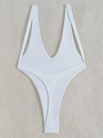 Sexy V Neck High Leg Cut One Piece Swimsuit Women Thong Swimwear Female Bather Monokini Backless Bathing Suit Swim Beachwear