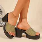 Summer Women Sandals Open-Toe Thick Platform Sandals Flip Flops Outdoor Chunky Heel Fashion Minimalist High Heels Shoes Women