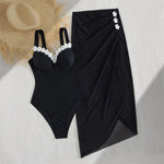 S - XL New 3D Flowers With Skirt Underwired Women Swimwear One Piece Swimsuit Female High Cut Leg Bather Bathing Suit Swim V7865