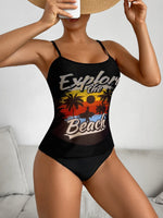 Summer Swimwear for Women Tankini Sets Swimsuit Vintage Padded Mesh Bathing Suit Print Beachwear Female Women's Swim Wear 2025