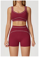 Quick Dry High Waist Yoga Shorts Contrast Color Blocking Splicing Training Sports Pants Push Up Hip Lifting Fitness Yoga Shorts