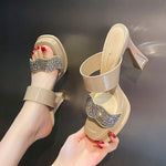 2026 Women's Fashion Sandals High Heels Ultra High Heel Sexy WaterproofHeel Leather Slippers