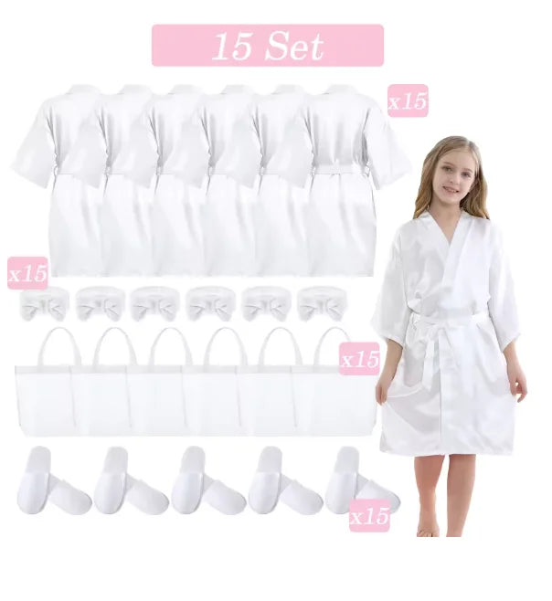 6-15 Set Muti Colors Spa Party Robe for Girls Kids Birthday Party Supplies Favors Spa Day Robes Gowns Sleepover Pyjama Party