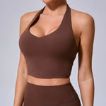 Hanging Neck Yoga Sports Bra Women Breathable Shock Proof Gym Workout Fitness Push Up Top Yoga Running Sportswear Vest Sexy Bra