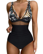 2024 Sexy One Piece Swimsuit Women Mesh Strappy Plunge Swimwear Tummy Control Bathing Suits Beach Wear Monokini Swimming Suit