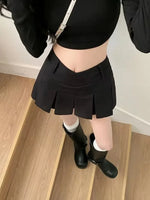 2024 Autumn Cute Aesthetic Y2k Micro Skirts High Waist Harajuku Streetwear Mini Skirt Sexy A-line V Waist Design Pleated Skirts