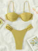 Sexy Wrinkled Underwired Brazilian Bikini Female Swimsuit Women Swimwear Two-pieces Bikini Set Triangle Bathing Suit Swim Lady